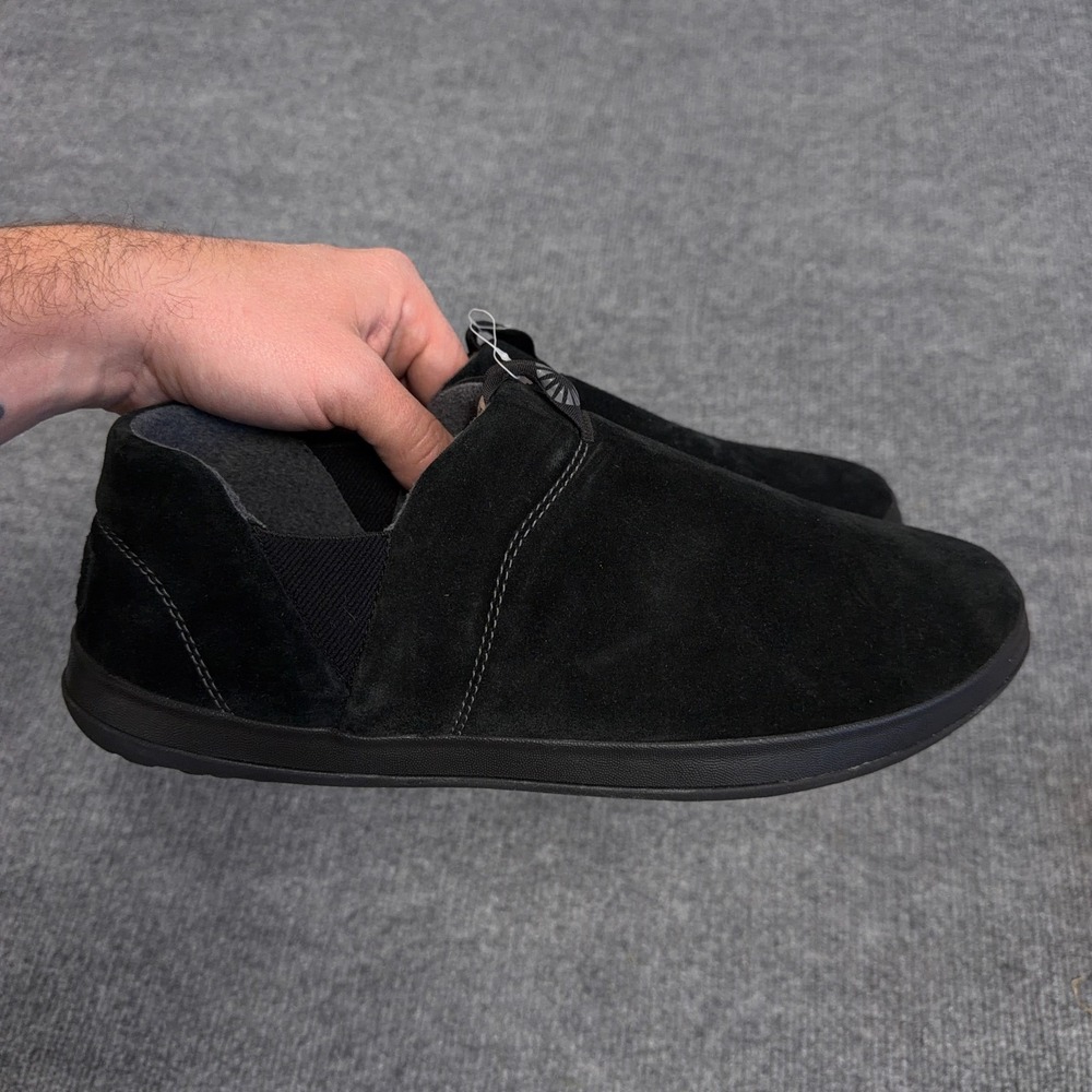 UGG Slippers Mens 14 Hanz Moccasins Slip On 1017266 Black Suede Comfort Polartec